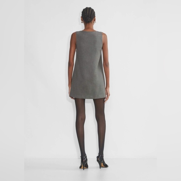 Aritzia Babaton Gray Grey Clay Prestige Sleeveless Square Neck Mini Pocket Dress - Picture 11 of 11